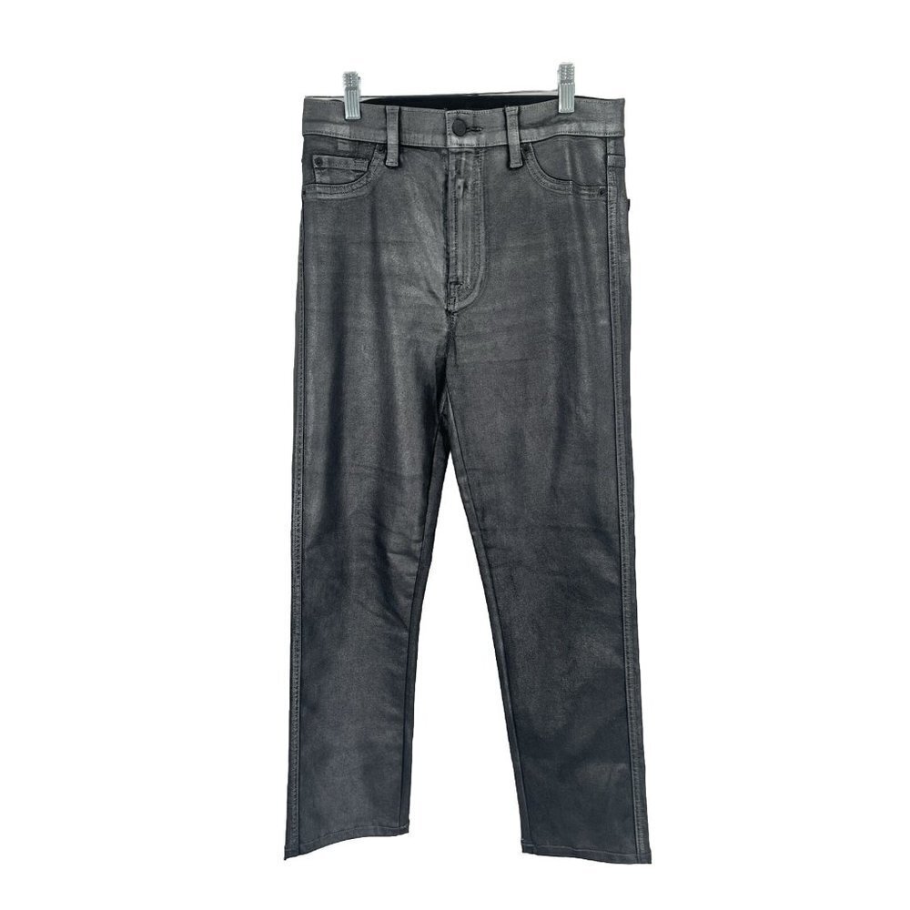7 For All Mankind Women's Black Coated Skinny Jeans